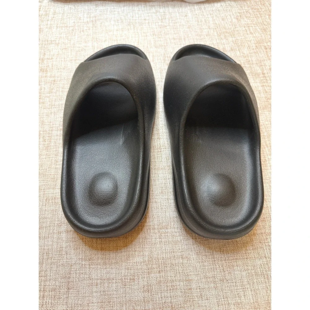 YS-01 Black Comfort Slides Chunky Platform Open Toe Sandals Mens Size 6 NEW